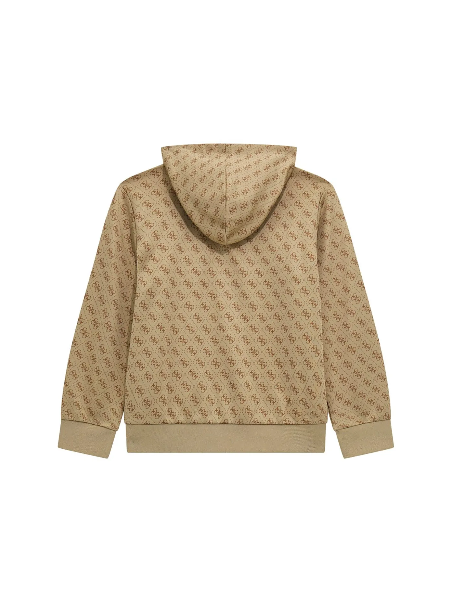 Felpa con cappuccio e logo allover beige