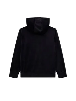 Felpa con cappuccio e logo strass nero
