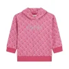 Felpa con cappuccio e pattern monogram allover rosa
