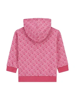 Felpa con cappuccio e pattern monogram allover rosa