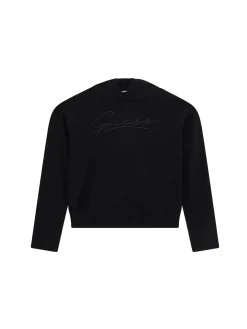 Felpa con cappuccio e ricamo logo nero