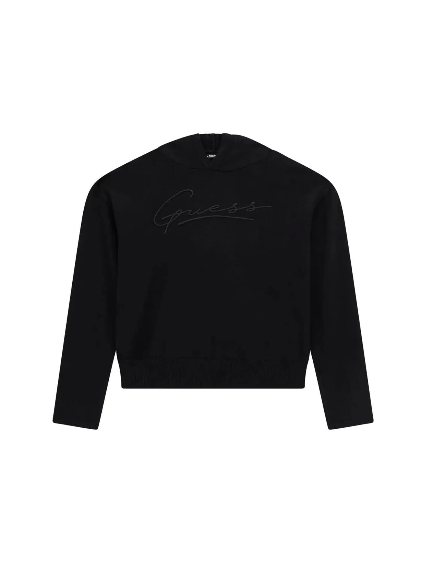 Felpa con cappuccio e ricamo logo nero