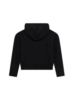 Felpa con cappuccio e ricamo logo nero