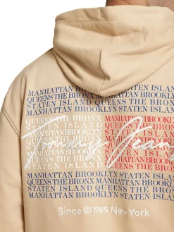 Felpa con cappuccio e scritte sul retro beige