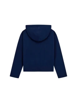 Felpa con cappuccio in maglia e logo frontale blu