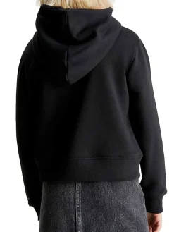 Felpa con cappuccio nero con logo CK frontale nero
