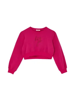 Felpa con logo ricamato fucsia