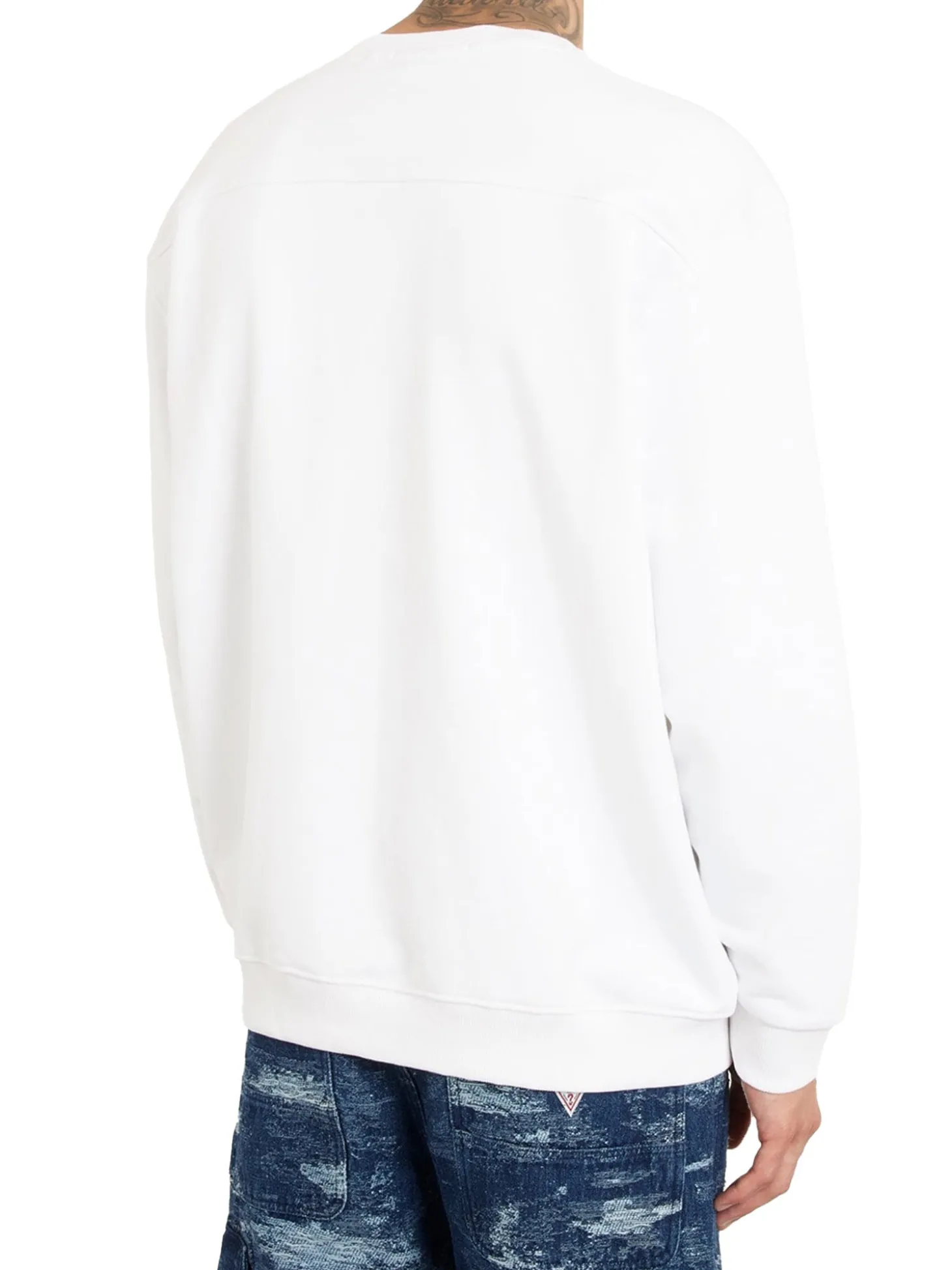 Felpa con pach cotone bianco