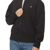 Felpa con zip logo embroidered nero