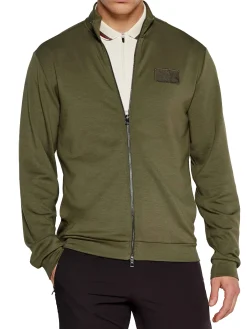 Felpa con zip modal box logo sul petto verde