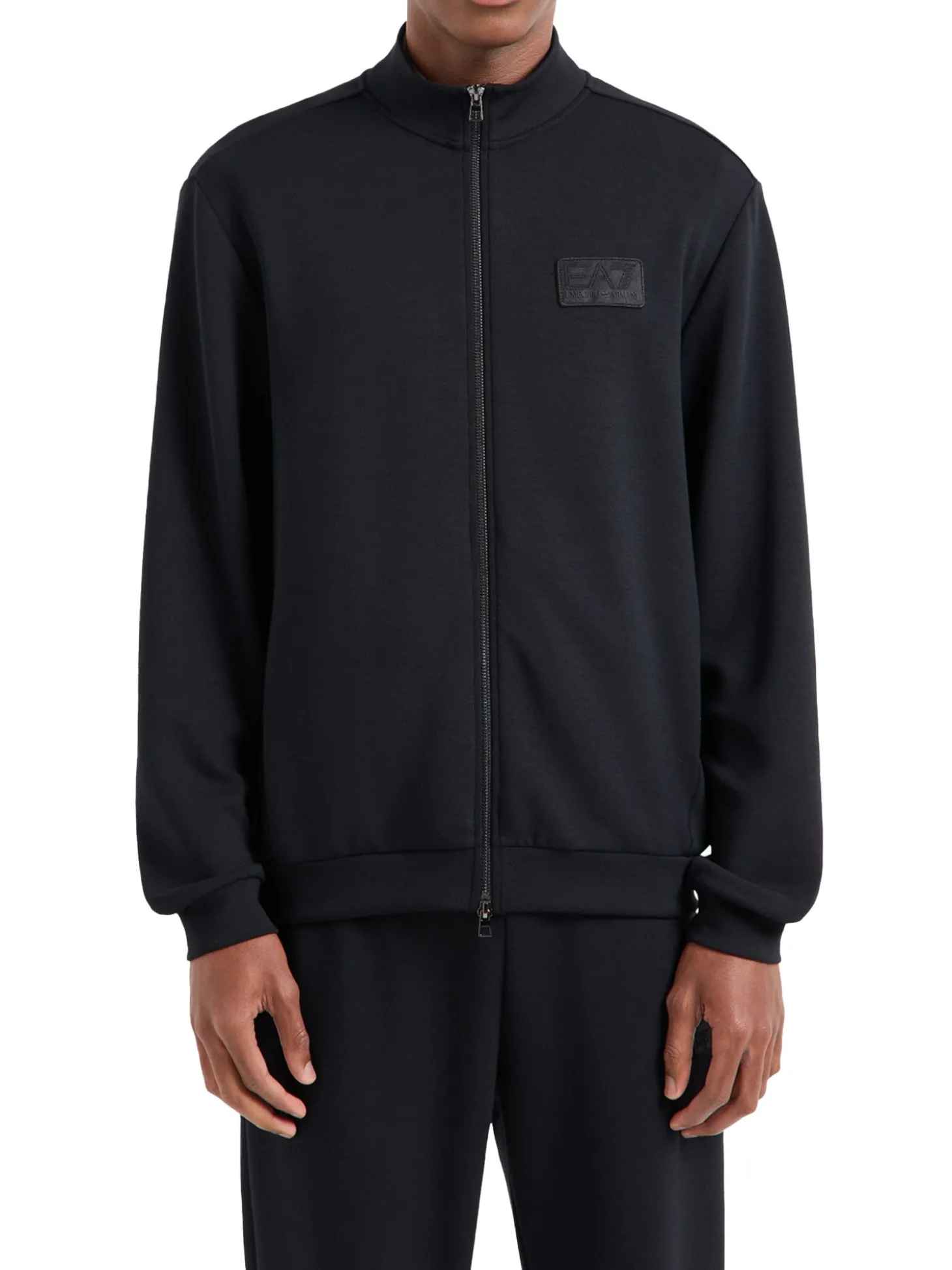 Felpa con zip modal box logo sul petto nero