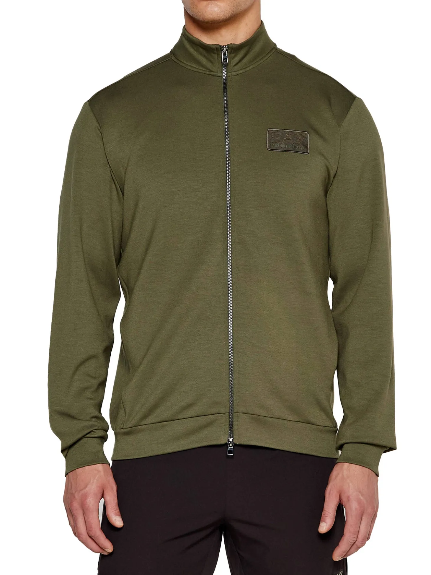 Felpa con zip modal box logo sul petto verde