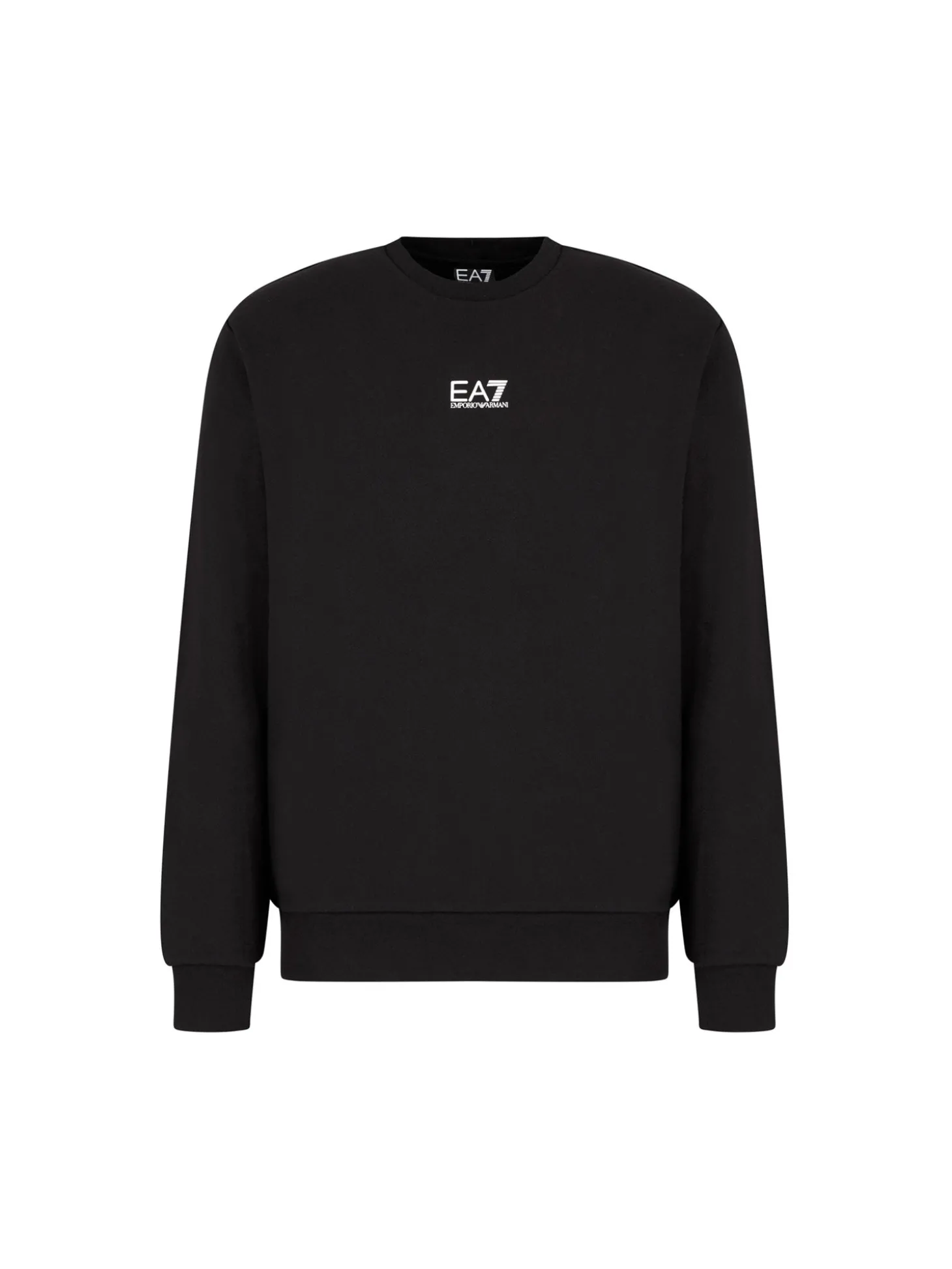 Felpa girocollo basic con logo sul petto nero