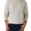 Felpa girocollo beau con logo ricamato beige