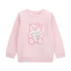 Felpa girocollo con patch teddy rosa