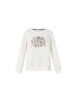 Felpa girocollo con stampa animalier bianco macula