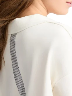 Felpa girocollo con strass bianco