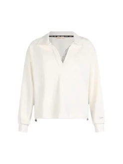 Felpa girocollo con strass bianco