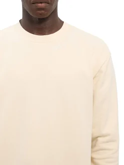 Felpa girocollo Emporio Armani con logo sul colletto panna
