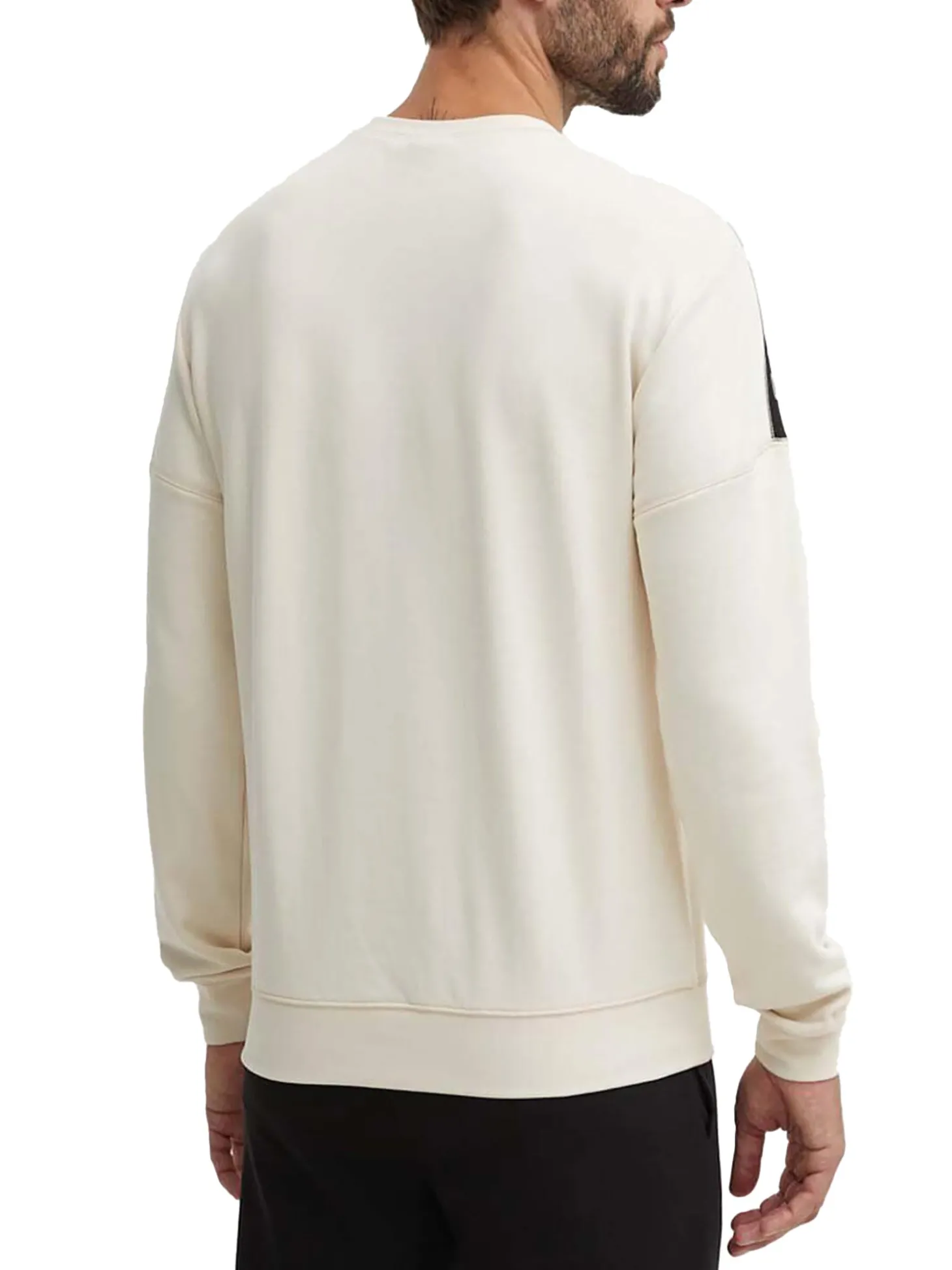 Felpa girocollo jersey con stampa logo sulla spalla panna