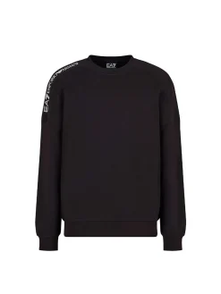 Felpa girocollo jersey con stampa logo sulla spalla nero