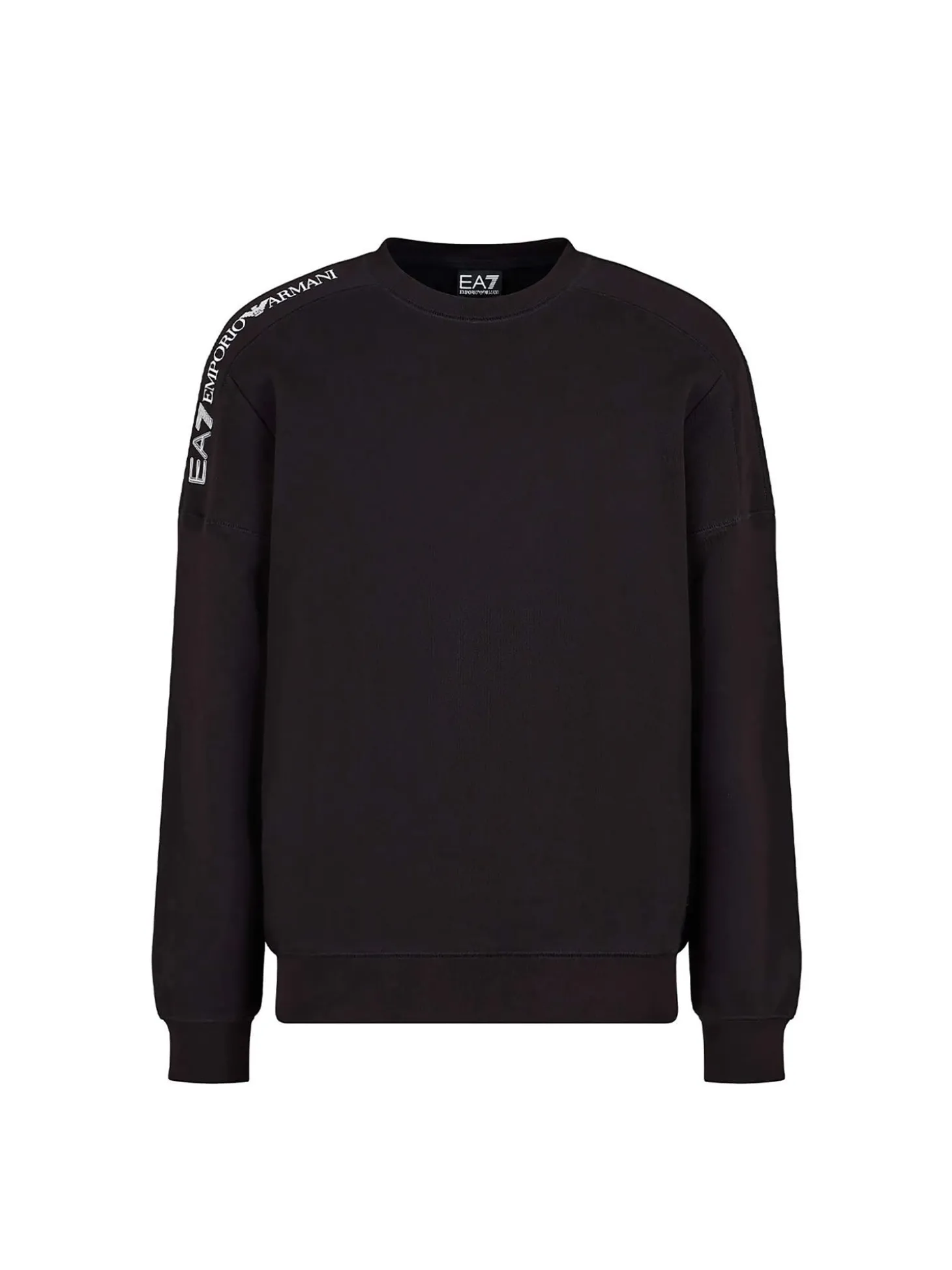 Felpa girocollo jersey con stampa logo sulla spalla nero