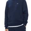 Felpa girocollo minimal con logo sul petto blu