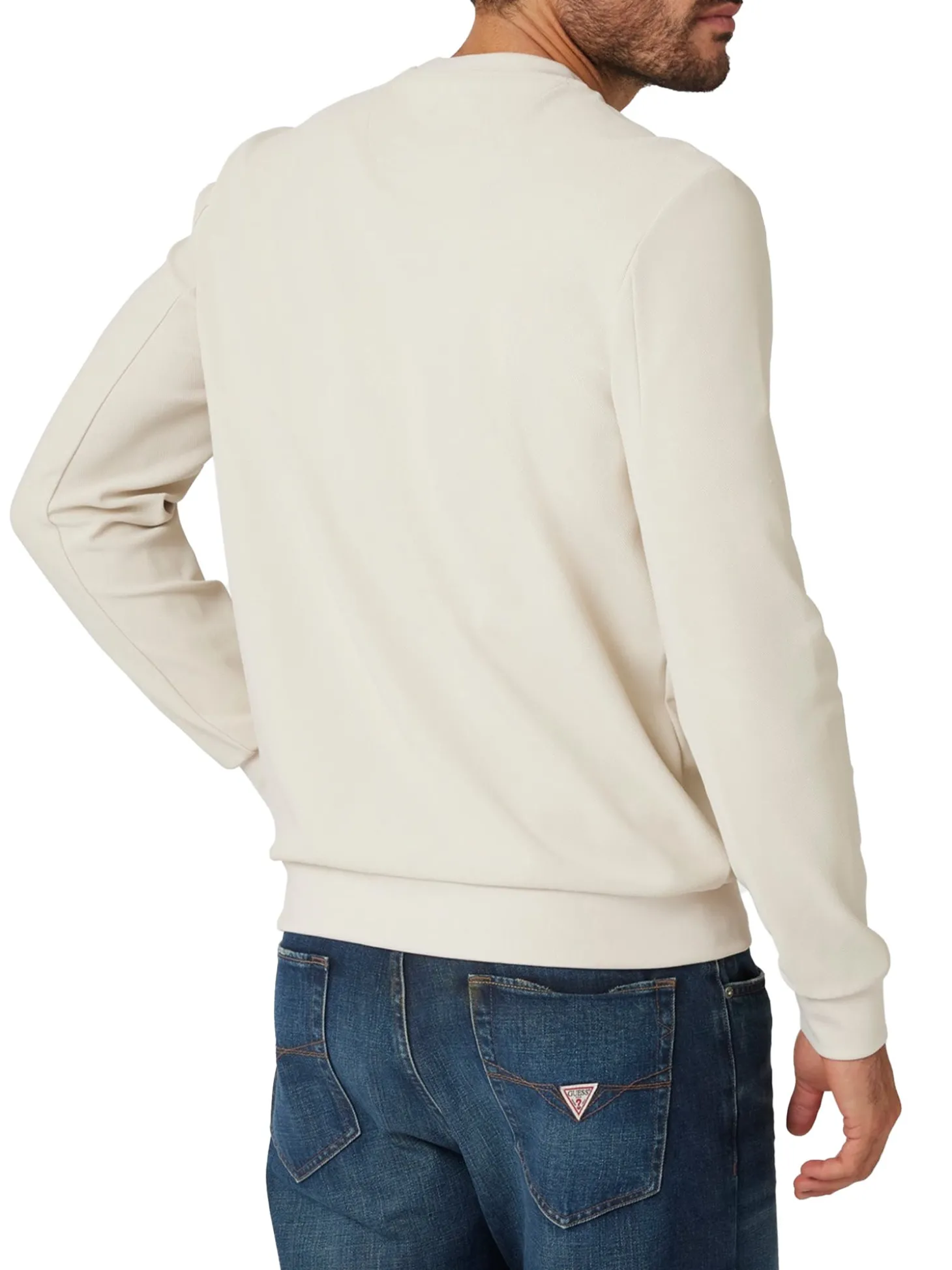 Felpa girocollo tessuto tecnico stretch beige