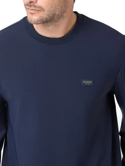 Felpa girocollo tessuto tecnico stretch blu