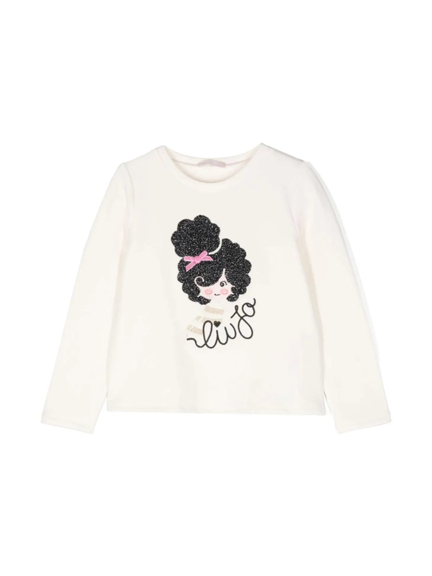 Felpa in cotone ricamo doll burro
