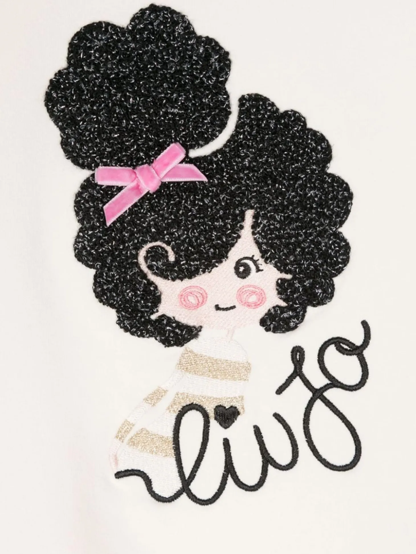 Felpa in cotone ricamo doll burro