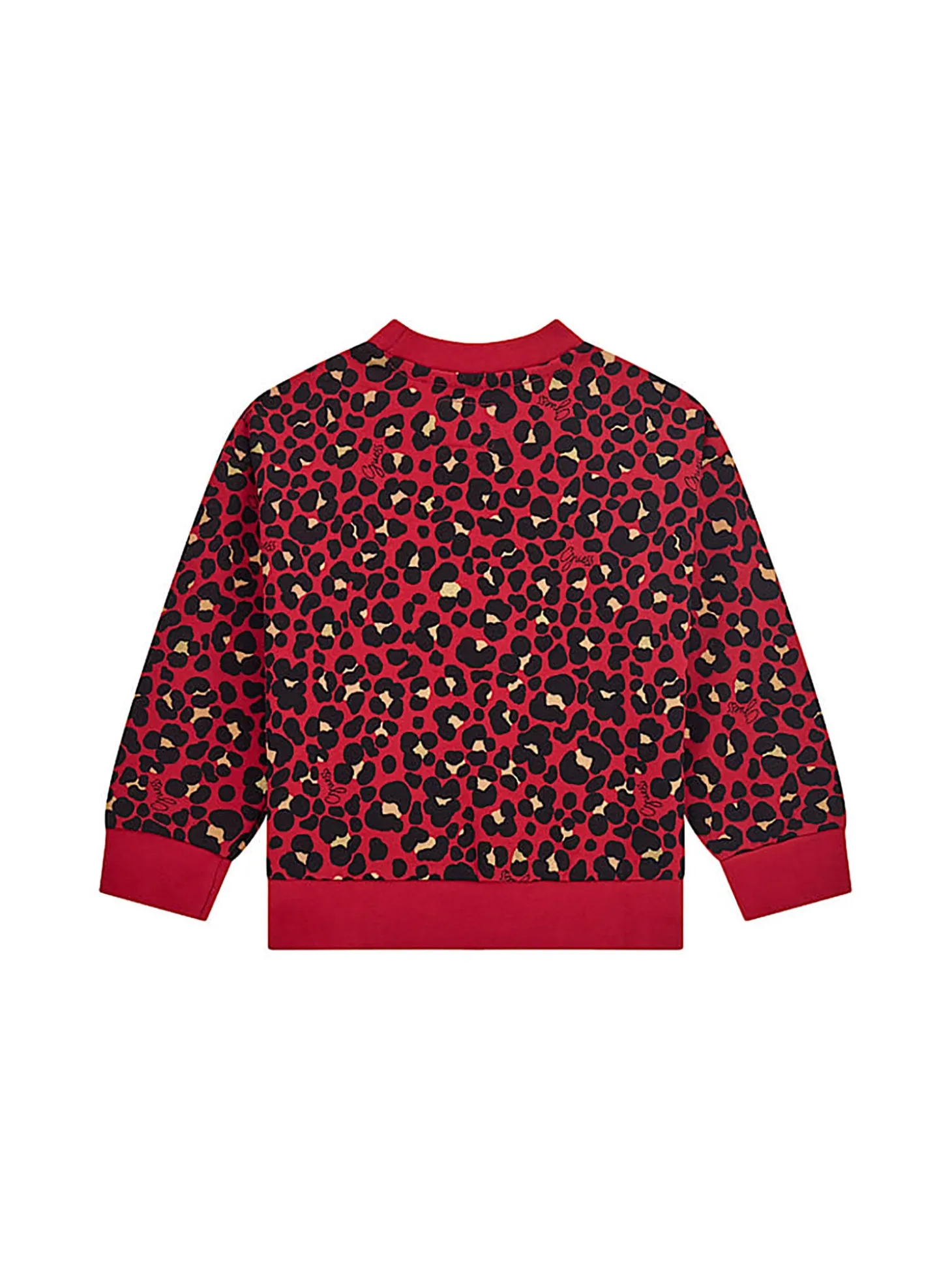 Felpa in stile leopardato rosso e nero con logo centrale