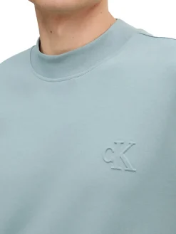 Felpa interlock logo rilievo sul petto ceruleo