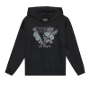 Felpa logo strass con cappuccio nero