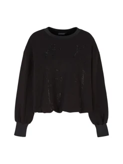 Felpa manica lunga con logo in strass nero