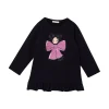 Felpa maxi con stampa fiocco strass nero