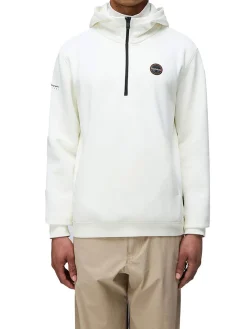 Felpa mezza zip con cappuccio b-badge bianco