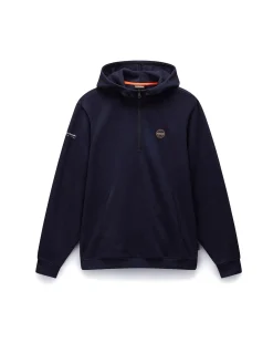 Felpa mezza zip con cappuccio b-badge blu