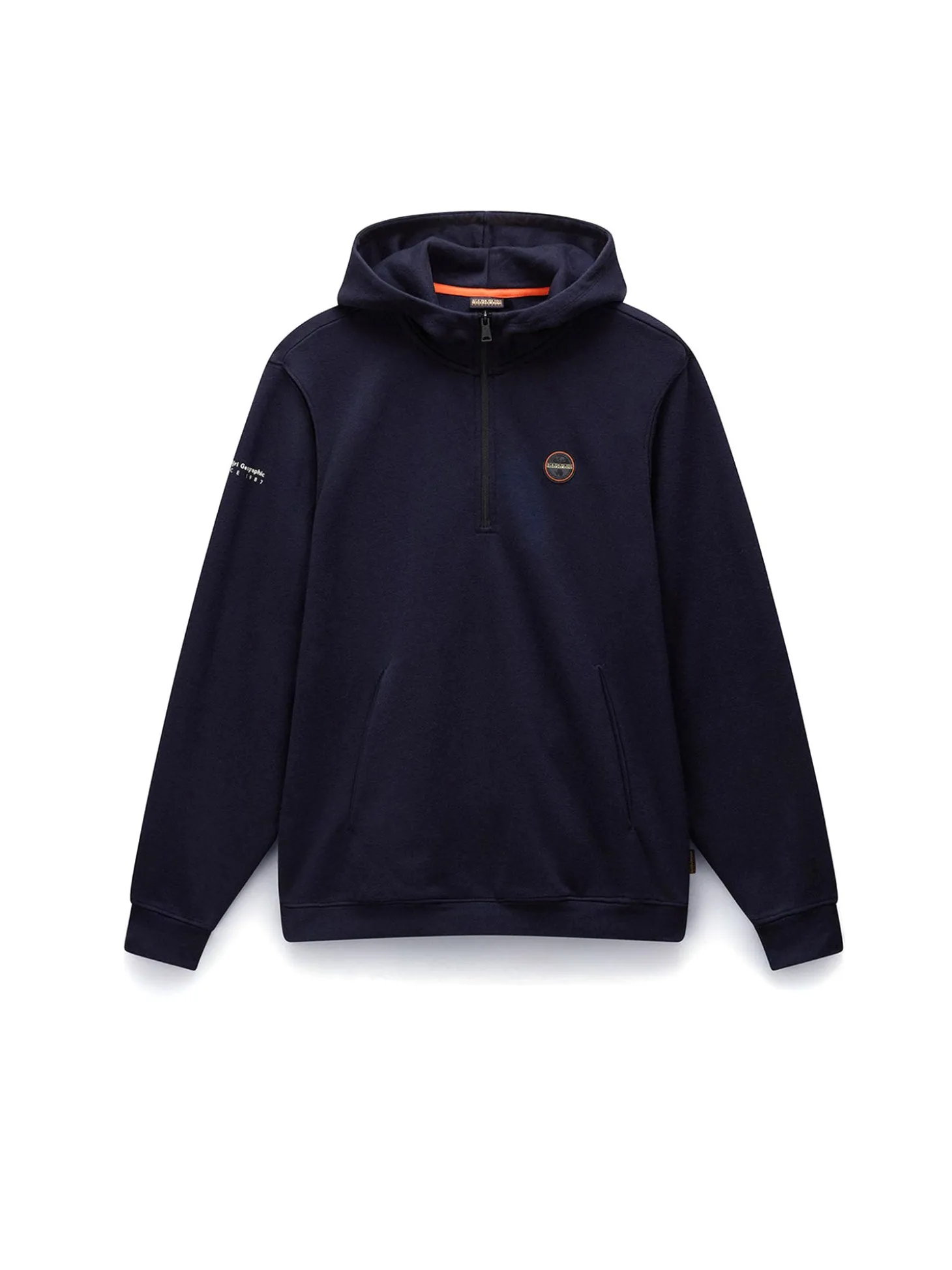 Felpa mezza zip con cappuccio b-badge blu