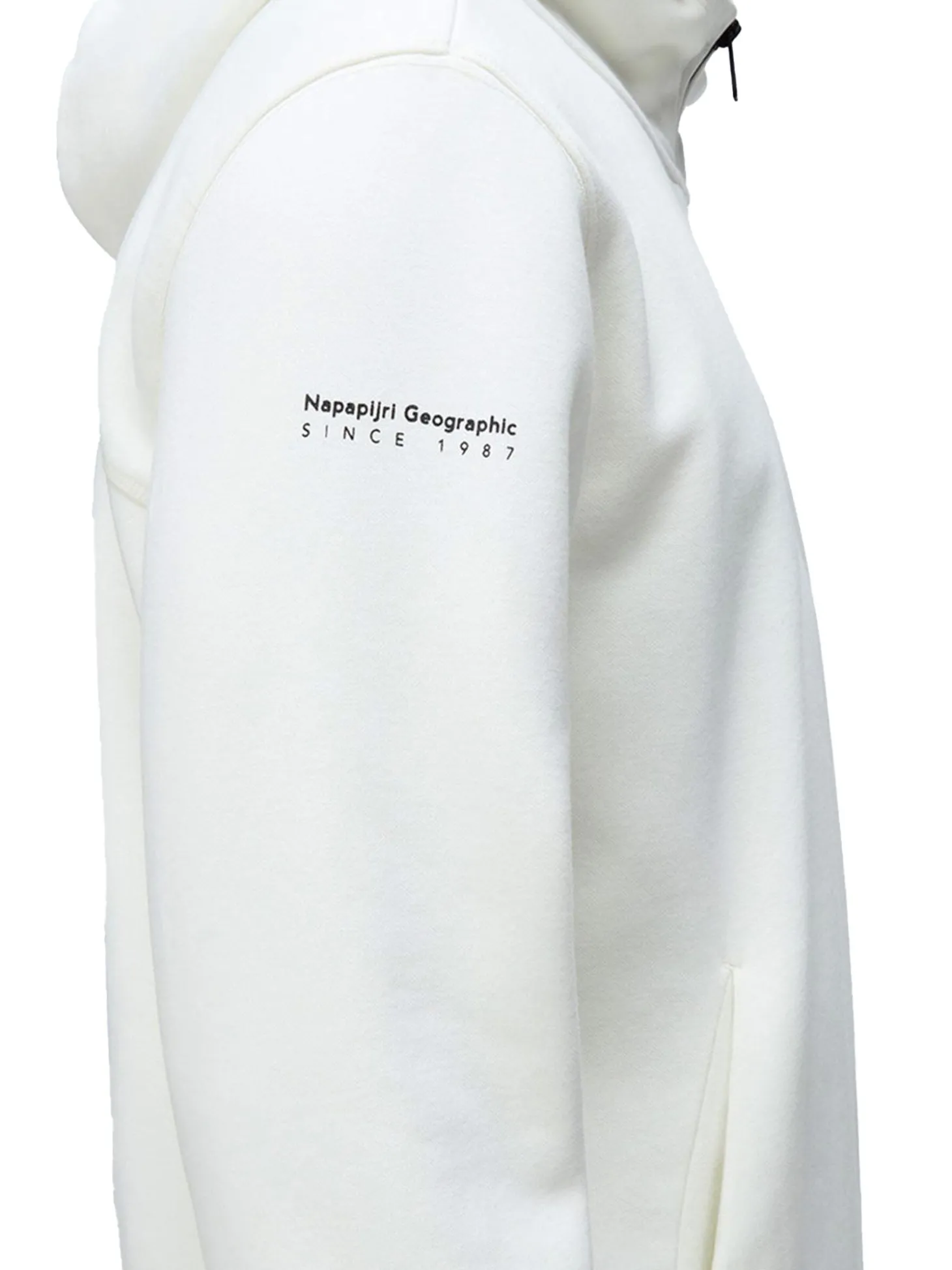 Felpa mezza zip con cappuccio b-badge bianco