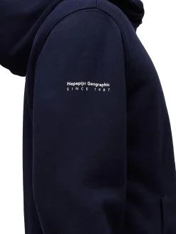 Felpa mezza zip con cappuccio b-badge blu