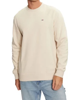 Felpa minimal a girocollo beige