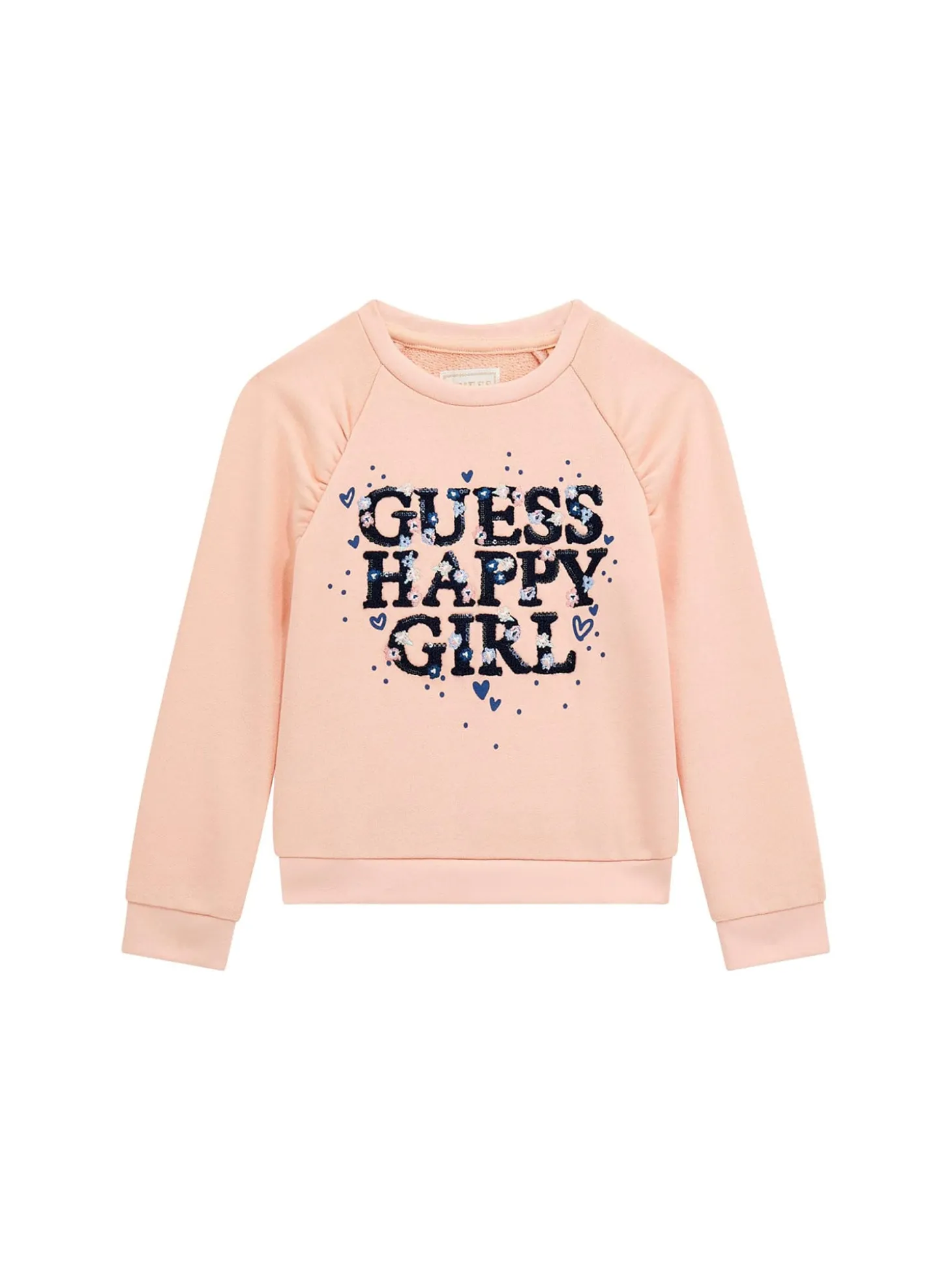 Felpa neonata ricamo happy girl pesca