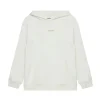 Felpa oversize con cappuccio e stampa teddy bianco