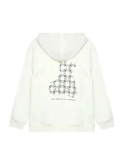 Felpa oversize con cappuccio e stampa teddy bianco