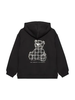 Felpa oversize con cappuccio e stampa teddy nero