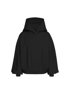 Felpa teen con cappuccio e banda logo elestica nero