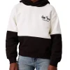 Felpa teen con cappuccio e fantasia colorblock nero