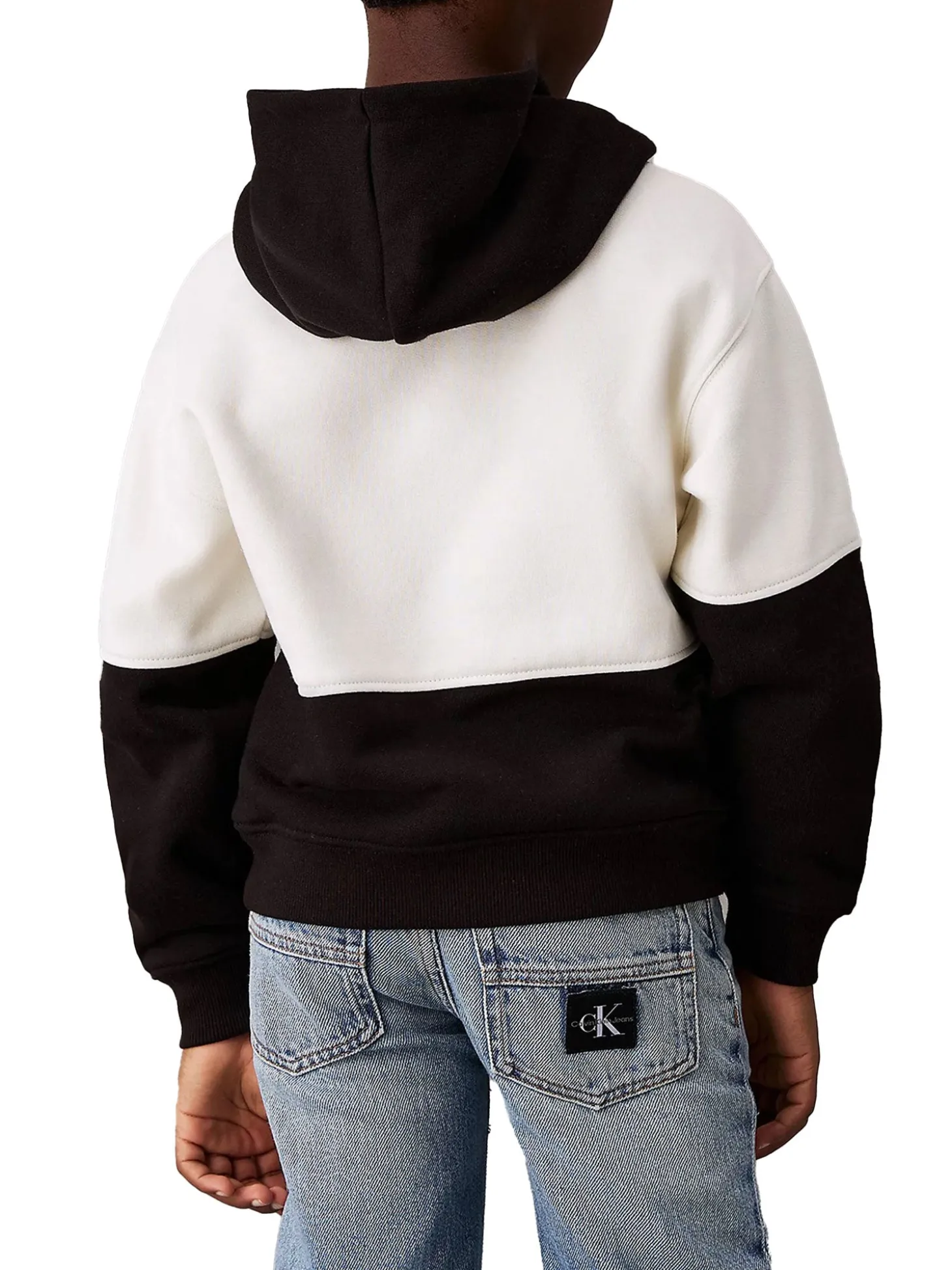 Felpa teen con cappuccio e fantasia colorblock nero