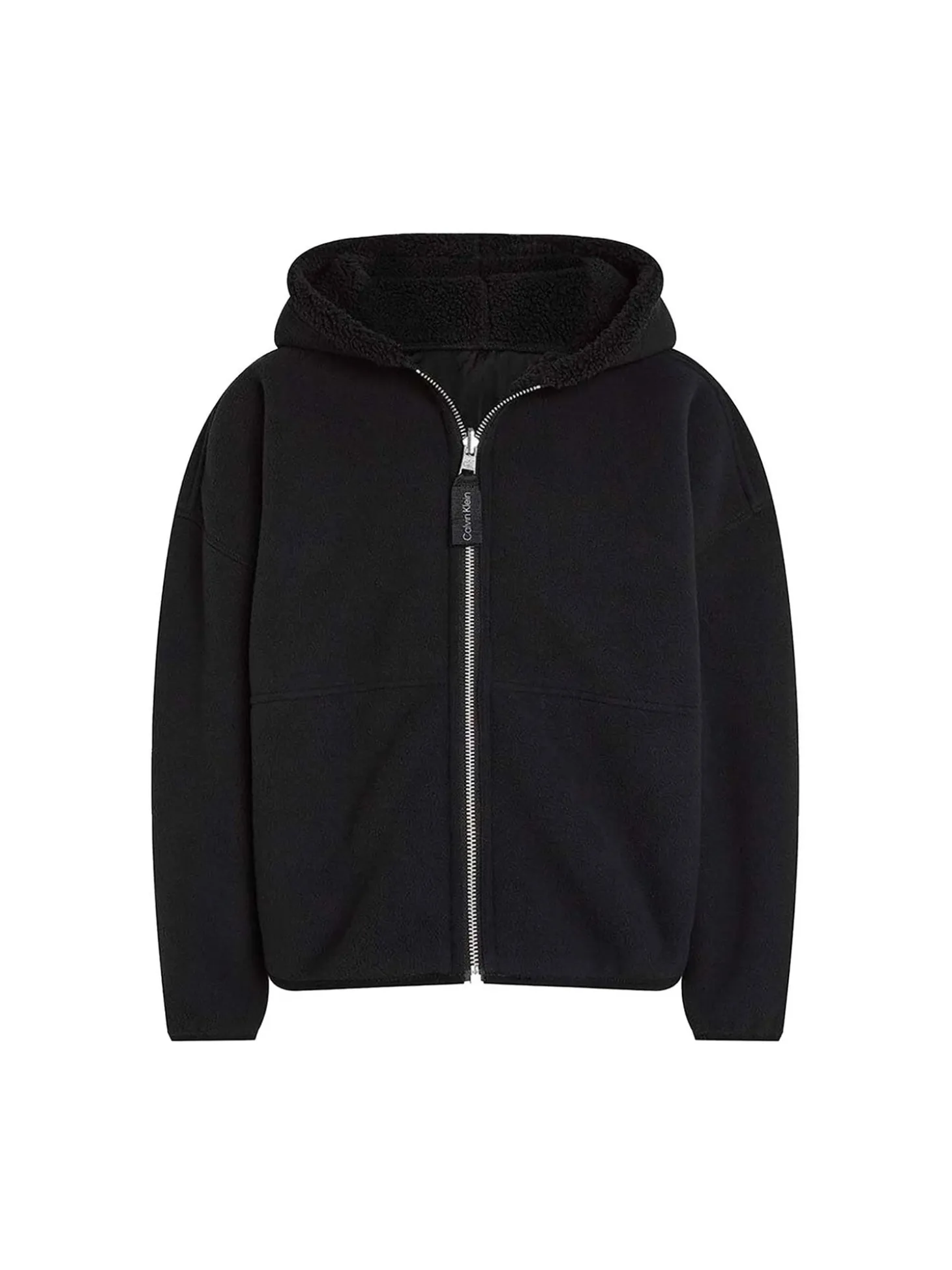 Felpa teen interno in pile con zip nero